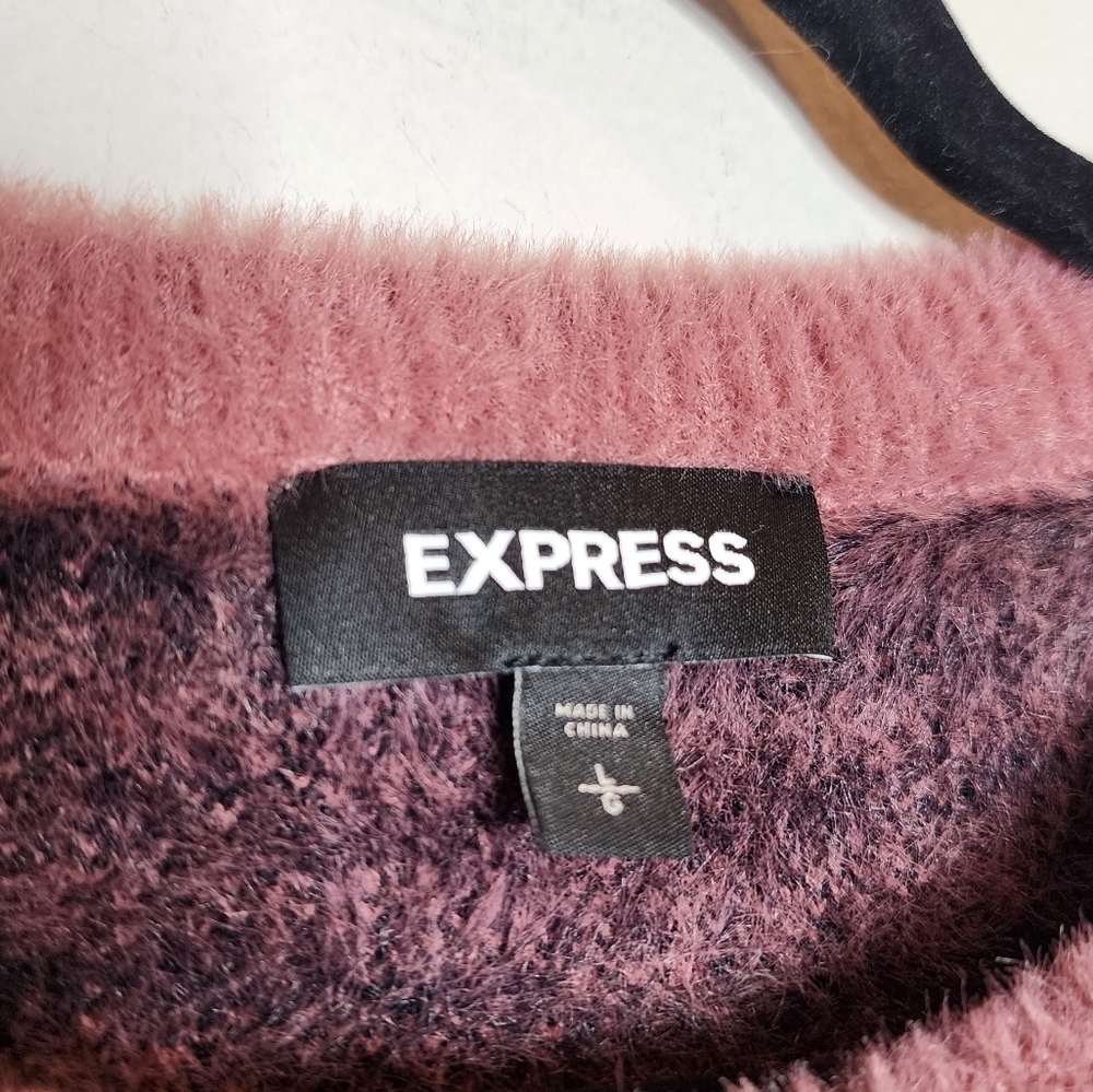 Express Fuzzy Soft Pink Mauve/Black Zebra Sweater… - image 3